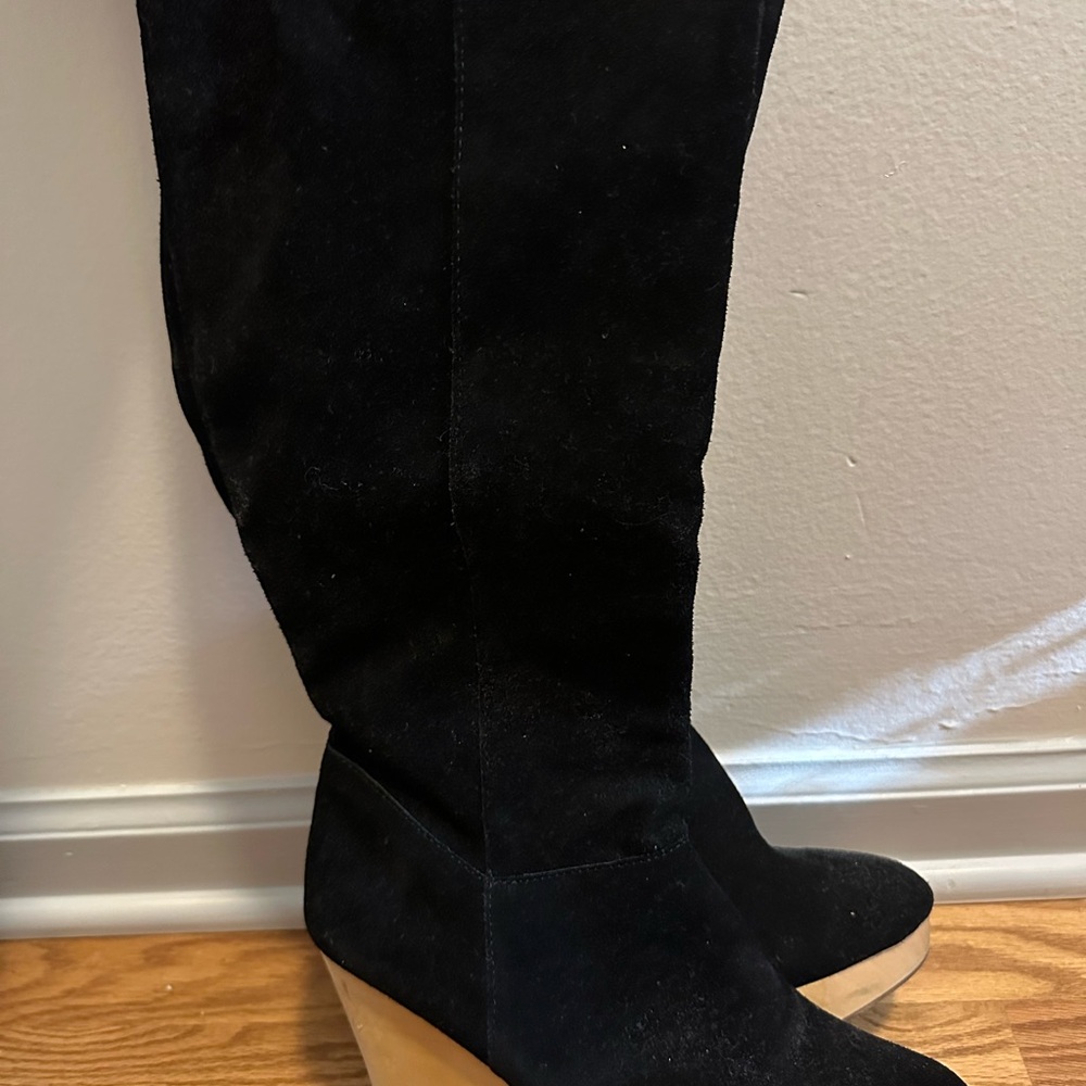 Urban Outfitters Black Suede Women's Wedge Boots